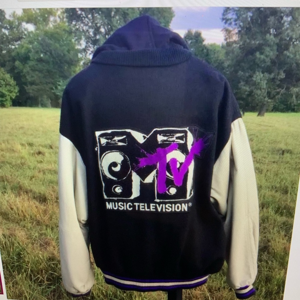 Vintage 1992 MTV Leather Wool Varsity Jacket RARE COLLECTIBLE MTV JACKET Sz XL